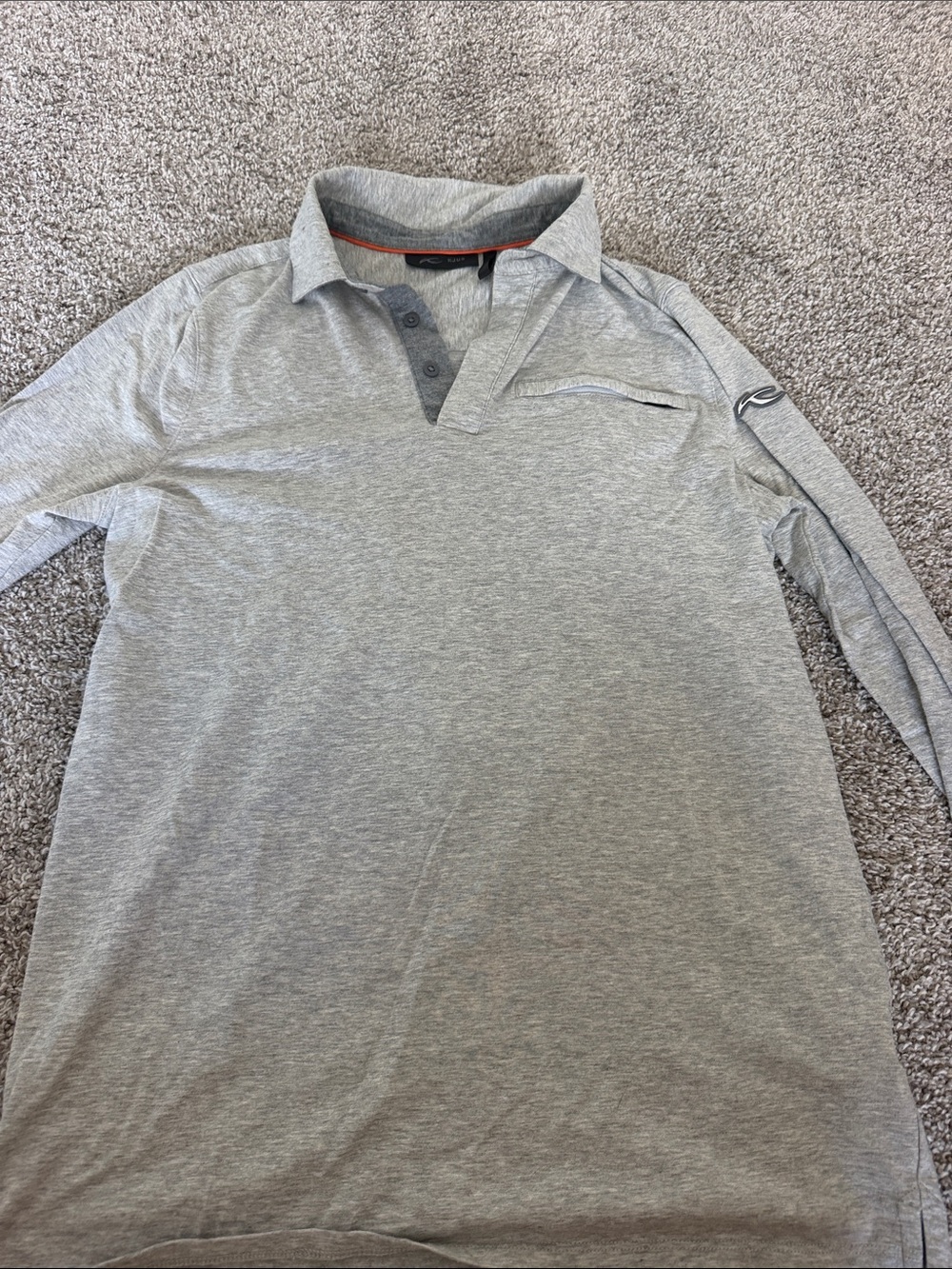 KJUS Men's Long Sleeve Polo Shirt - Light Gray